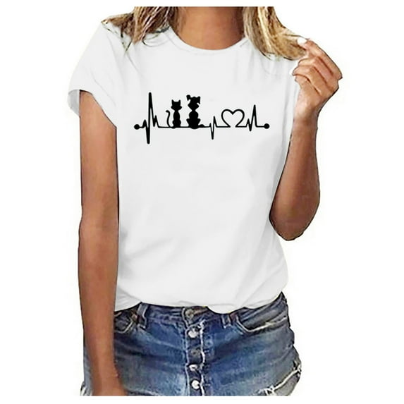 Ichuanyi Womens Tops, Summer Women Girls Plus Size Print Tees Shirts Short Sleeve T Shirt Blouse Tops