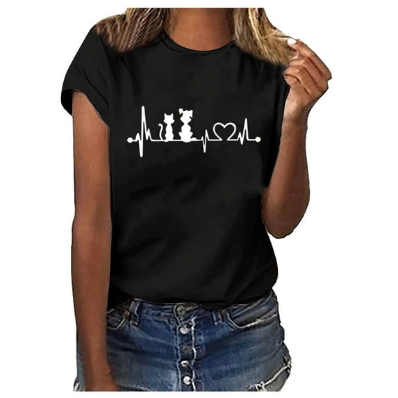 Ichuanyi Womens Tops, Summer Women Girls Plus Size Print Tees Shirts Short Sleeve T Shirt Blouse Tops