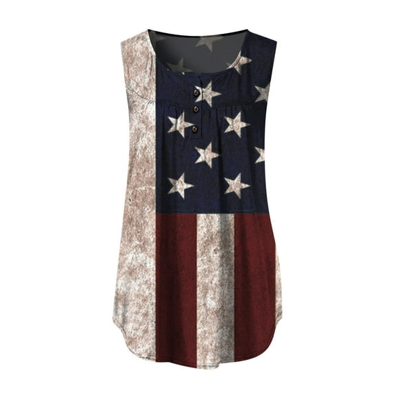 Ichuanyi Womens Tops, Summer Women Printing O-Neck Button Sleeveless Vest Short Tank T-Shirt Blouse Tops