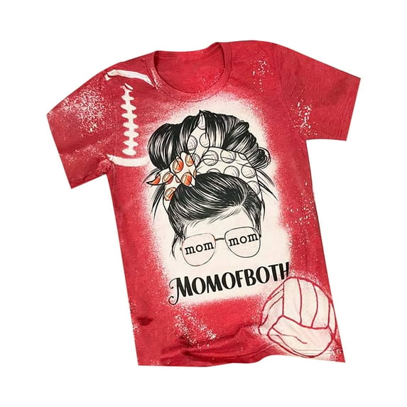 Ichuanyi Womens Tops, Summer Women Summer Casual Fashion Sexy Round-neck Shirt Tie-Dye Mama Short Sleeve Letters Print Tees Tops Blouse