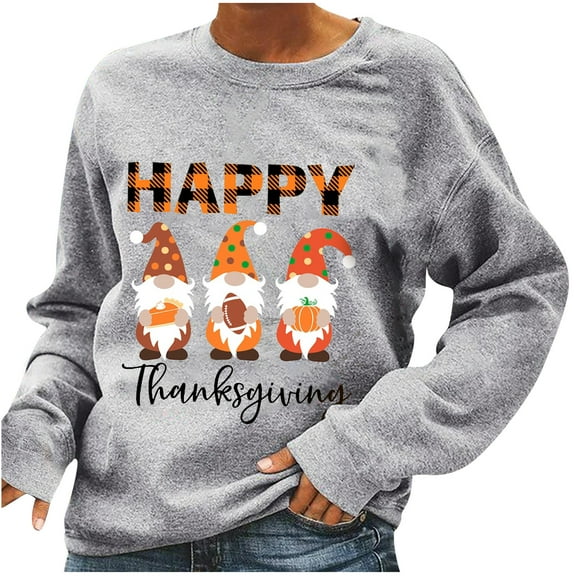 Ichuanyi Womens Tops, Summer Women Thanksgiving Day Printed Pullover O-Neck Long Sleeve Blouse Tops Sweatshirt
