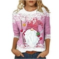 thumbnail image 1 of Ichuanyi Womens Tops, Summer Women's Christmas Print 3/4 Sleeve Tops Loose Blouse Casual O-Neck Tee Shirts Tunic, 1 of 4