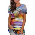 thumbnail image 1 of Ichuanyi Womens Tops, Summer Women's Fashion Casual Round-Neck Digital Print Short Sleeve T-Shirt Top Blouse, 1 of 3