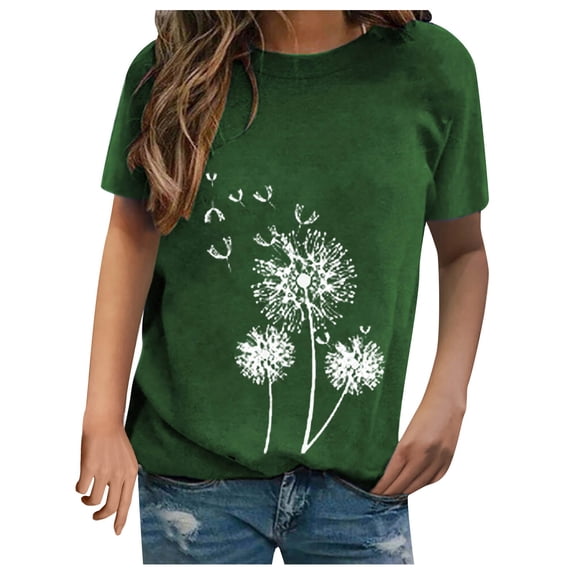 Ichuanyi Womens Tops Summer Women's sexy fashion print pullover casual short-sleeved T-shirt tops