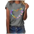 thumbnail image 1 of Ichuanyi Womens Tops, Valentine's Day Women Casual Hearts Printing Short Sleeves O-Neck Loose T-Shirt Blouse Tops, 1 of 6