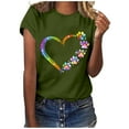 thumbnail image 1 of Ichuanyi Womens Tops, Valentine's Day Women Casual Hearts Printing Short Sleeves O-Neck Loose T-Shirt Blouse Tops, 1 of 6