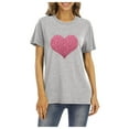 thumbnail image 1 of Ichuanyi Womens Tops, Valentine's Day Women's Casual T-Shirt Funny Heart Printed Short Sleeve O-Neck Tees Top, 1 of 4