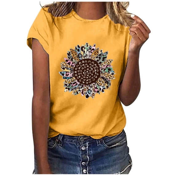 Ichuanyi Womens Tops, Women Casual Letter Printing Short Sleeves O-Neck Loose T-Shirt Blouse Tops