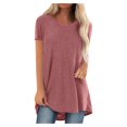 thumbnail image 1 of Ichuanyi Womens Tops Women Fashion Plus Size Round Neck Short Sleeved Long T-shirt Blouse, 1 of 4