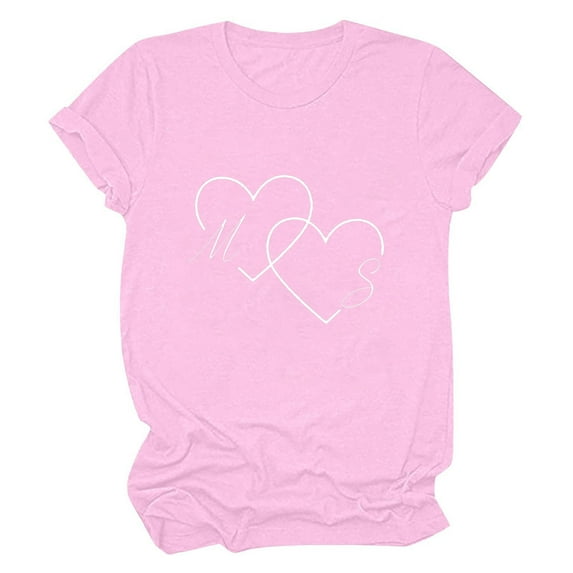 Ichuanyi Womens Tops Women Heart Printing Short Sleeve Shirt Casual Tops Blouse