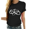 thumbnail image 1 of Ichuanyi Womens Tops, Women Short Sleeves O-neck Heart-shaped Print Casual Tops Blouse T-shirt, 1 of 6