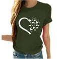 thumbnail image 1 of Ichuanyi Womens Tops, Women Short Sleeves O-neck Heart-shaped Print Casual Tops Blouse T-shirt, 1 of 8