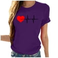 thumbnail image 1 of Ichuanyi Womens Tops, Women Valentine's Day Casual Short Sleeve O Neck Letter Print Heart-shaped Tops, 1 of 4