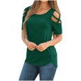 thumbnail image 1 of Ichuanyi Womens Tops Women's Summer Printing Short Sleeve Strappy Cold Shoulder T-Shirt Tops Blouses, 1 of 6
