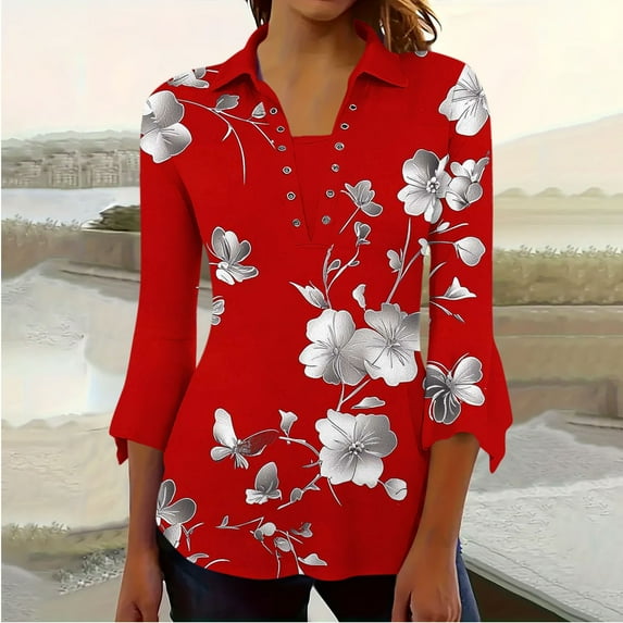 Ichuanyi3/4 Length Sleeve Womens Tops Summer Comfortable Blouses V-Neck T-Shirts Dressy Casual Tops