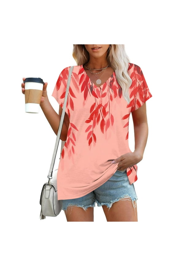 IchuanyiVintage Flowers V Neck Shirt for Women Boho Floral Wildflowers Graphic Tee Casual Cottagecore Summer T Shirt