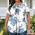 thumbnail image 1 of IchuanyiWomens Plus Size Summer Tops Flowy Pleated T Shirts Crew Neck Short Sleeve Blouses Casual Loose Tunics Tee, 1 of 5