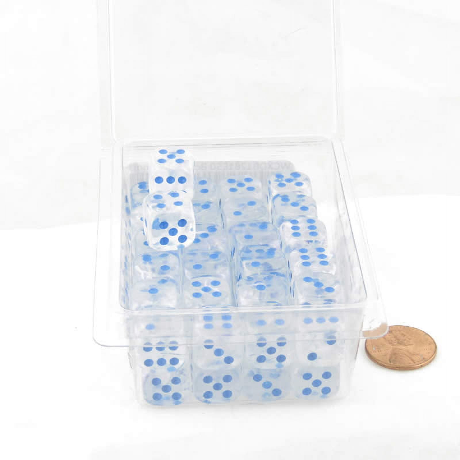 Icicle Borealis Dice Luminary with Light Blue Pips 12mm (1/2in) D6 Set of 50 Wondertrail