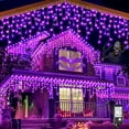 thumbnail image 1 of Icicle Christmas Lights Outdoor, 33ft 400 LED Icicle Lights for Outside, Plug in Twinkle Lights Indoor with 8 Modes Timer Waterproof for House Holiday Decor Wedding Christmas Decorations (Purple), 1 of 18