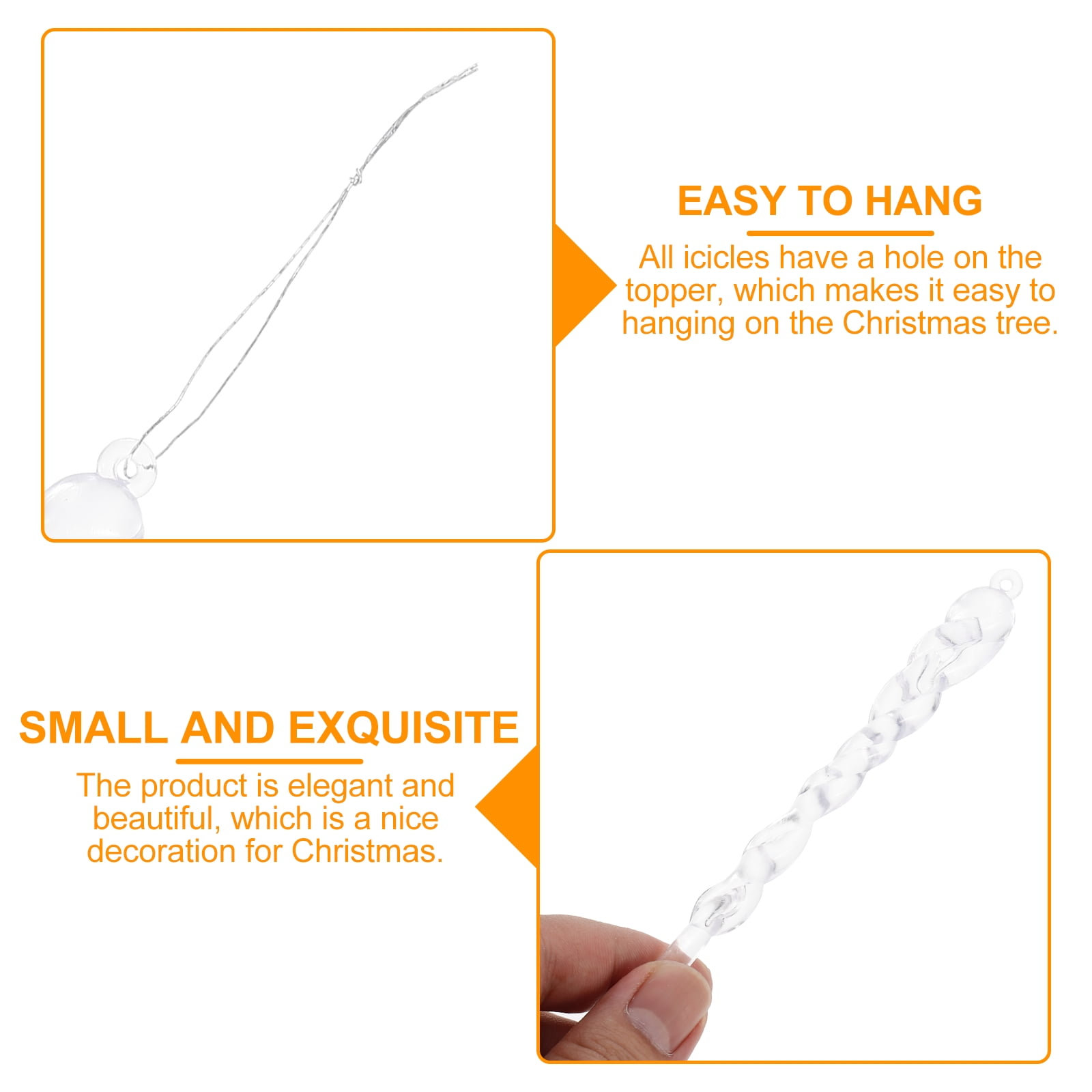 Icicle Christmas Ornaments Hanging Decor Tree Clear Pendants Drop Xmas