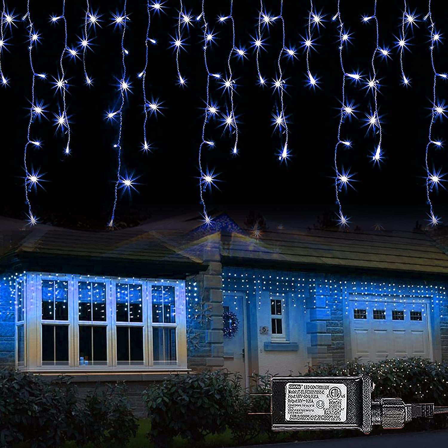 Icicle Lights, 360 LED Icicle Snow Falling Christmas Lights Outdoor