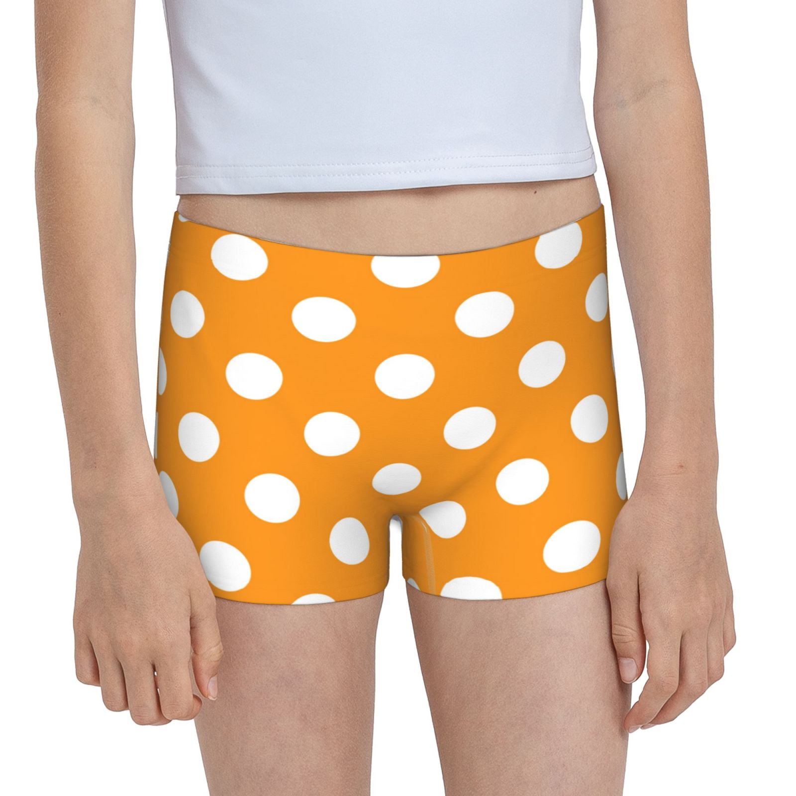Easygdp Orange And White Polka Dot Girls Hipster Cotton Underwear