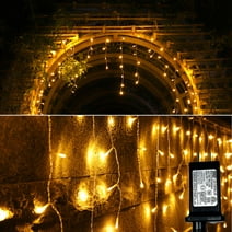 Icicle Lights Christmas Curtain String Light, 500 LED 49ft Timer Function, for Outdoor Window Home Eave Halloween Warm White
