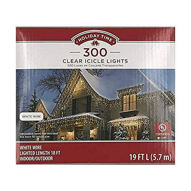 Icicle Outdoor String Lights Christmas Lights, Clear With White Wire