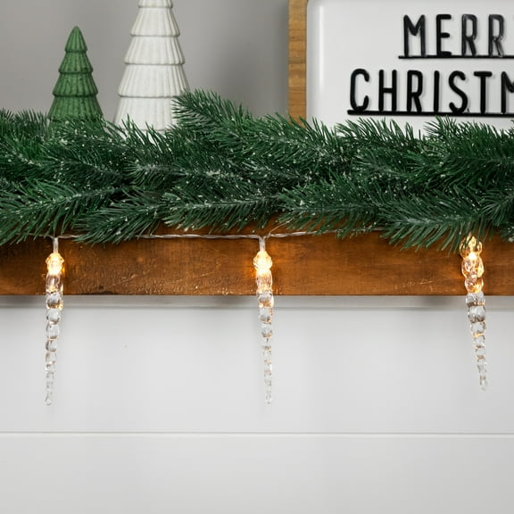 Icicle String Christmas Light Set - Warm White - 4.5' Clear Wire - 10ct