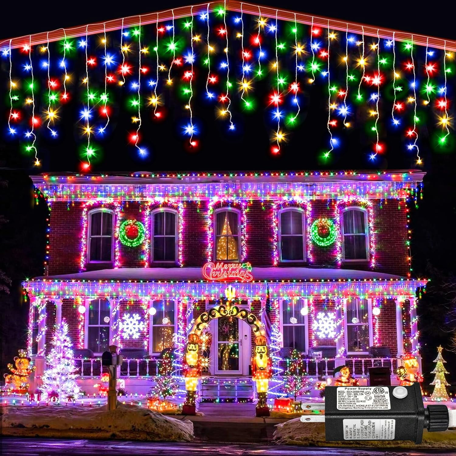 Icicle lights Outdoor 66ft Christmas Lights with 640LED 120 Drops 8