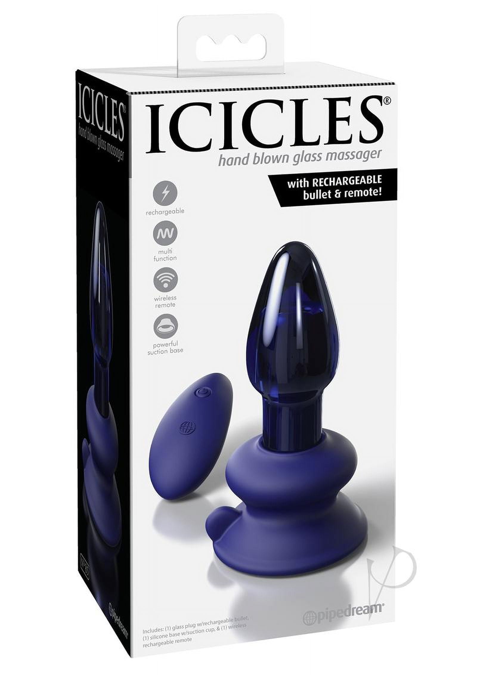 Icicles No. 85 with Rechargeable Vibrator & Remote Pipedream Products  Multi-function Vibrator