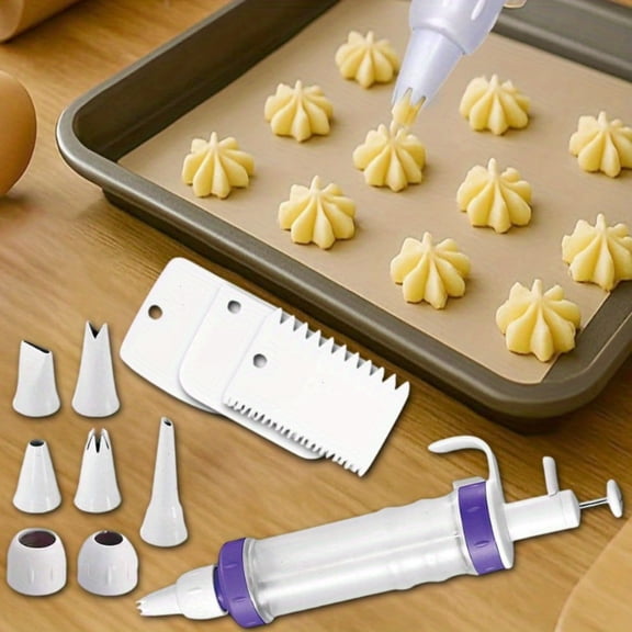 Icing Dispenser & Cupcake Filling Injector Kit, 7 Nozzles and 3 Frosting Scrapers, Complete Dessert Decorating Set for Cakes, Cookies & Sweets