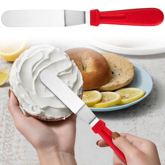 Icing Spatula, Offset Spatula, Stainless Steel with PP Plastic Handle Cake Decorating Frosting Spatula,Red