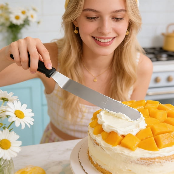 Icing Spatulas Cake Angled Offset Spatula with Stainless 10Inch Steel Blades Thickened Frosting Knife with Durable Plastic Handle for Cake Decorating Pastry Baking