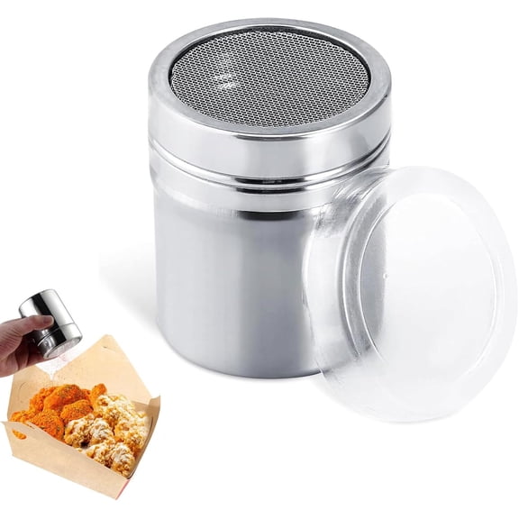 Icing Sugar Shaker,Coffee Icing Sugar Shaker Duster,Chocolate Shaker For Cappuccino,Stainless Flour Shaker,Coco Spice Powder Shaker,Steel Flour Dredger With Lid,for Restaurant And Kitchen