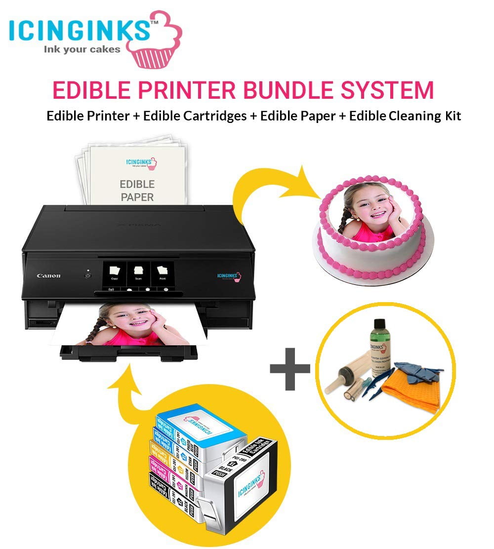 Icinginks Latest Edible Printer Bundle - Edible Image Printer, Edible  Cartridges, Edible Paper, Edible Ink Cleaning Kit