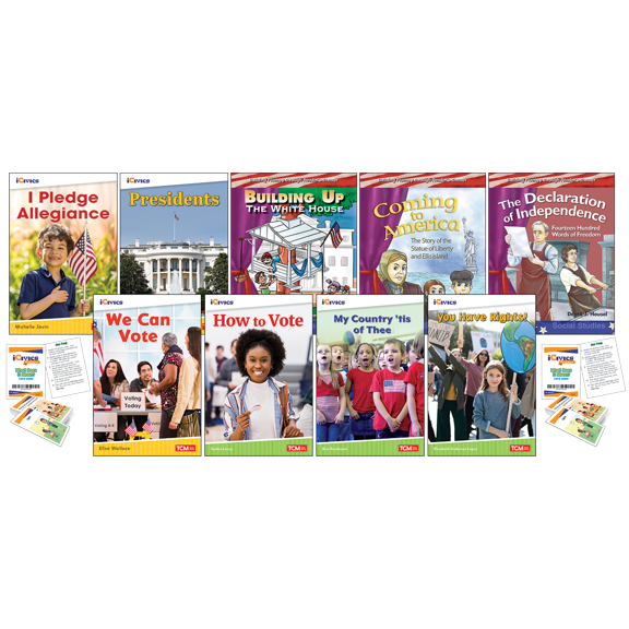 American Democracy, Voting, & Elections 9-Book Set plus 2-Card Decks for Grades K-1