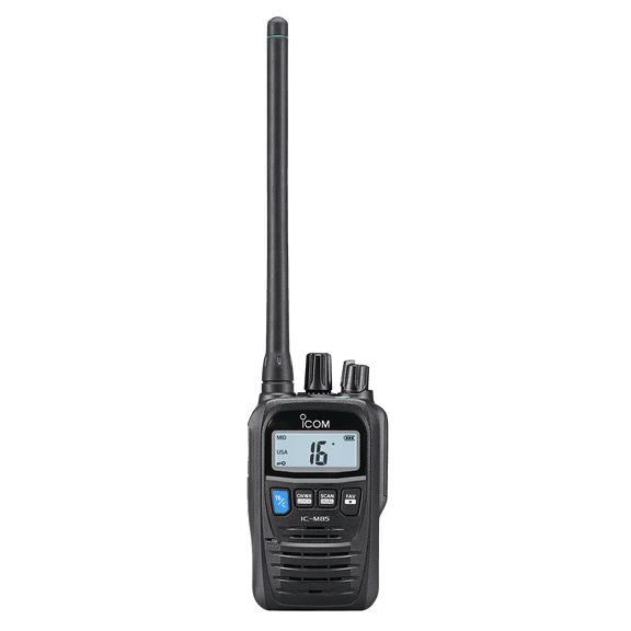 Icom M85 Handheld VHF Marine Radio, 5W IP67 Waterproof Land Mobile Two Way Radio, Black