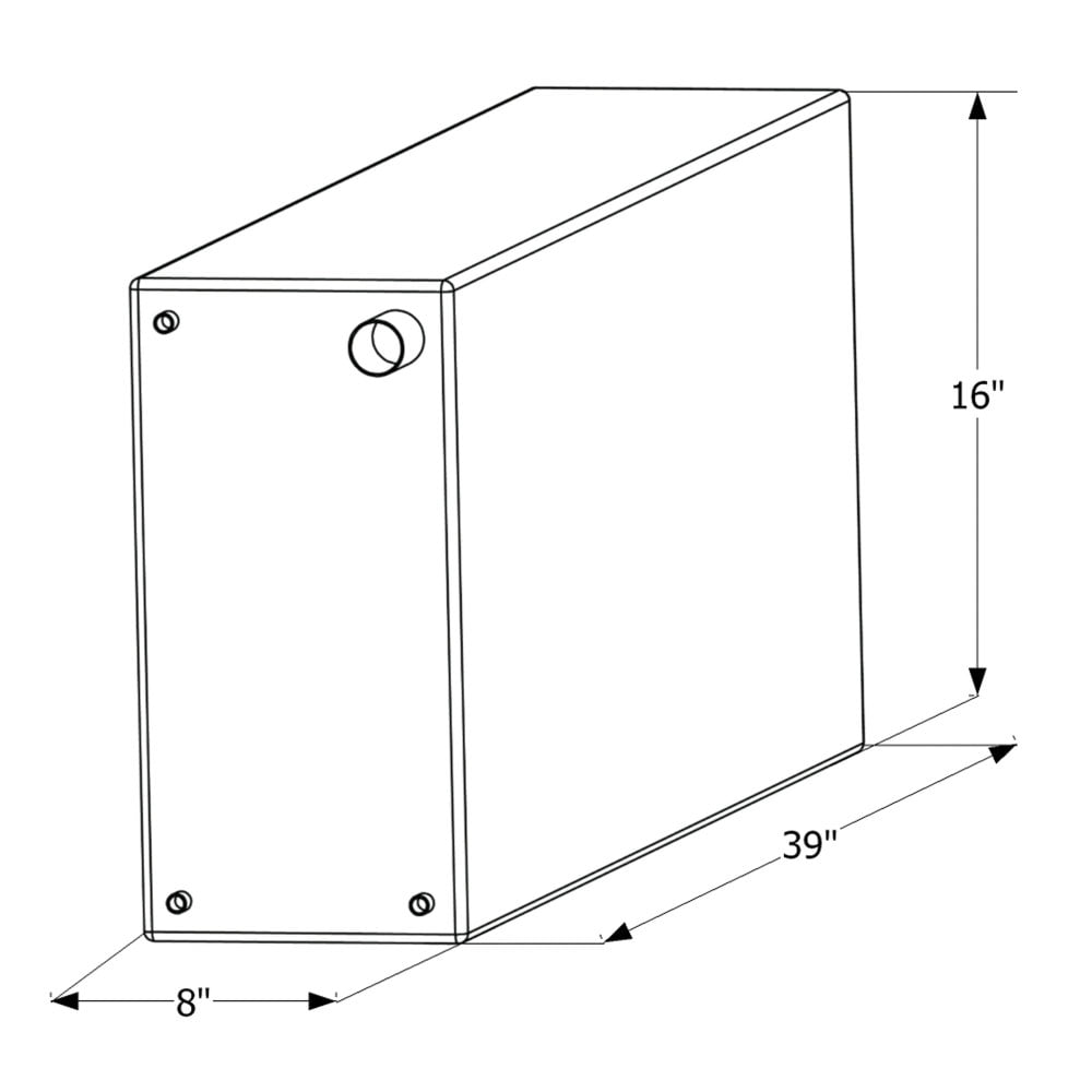 Icon 12460 Fresh Water Tank with 3/8" FTP and 1-1/4" Filler WT2460 - 39" x 8" x 16", 20 Gallon
