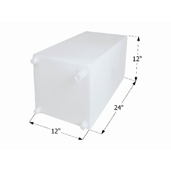 Icon 12735 Fresh Water Tank with 1/2" FTP and 1-1/4" Filler WT2471 - 24" x 12" x 12", 15 Gallon
