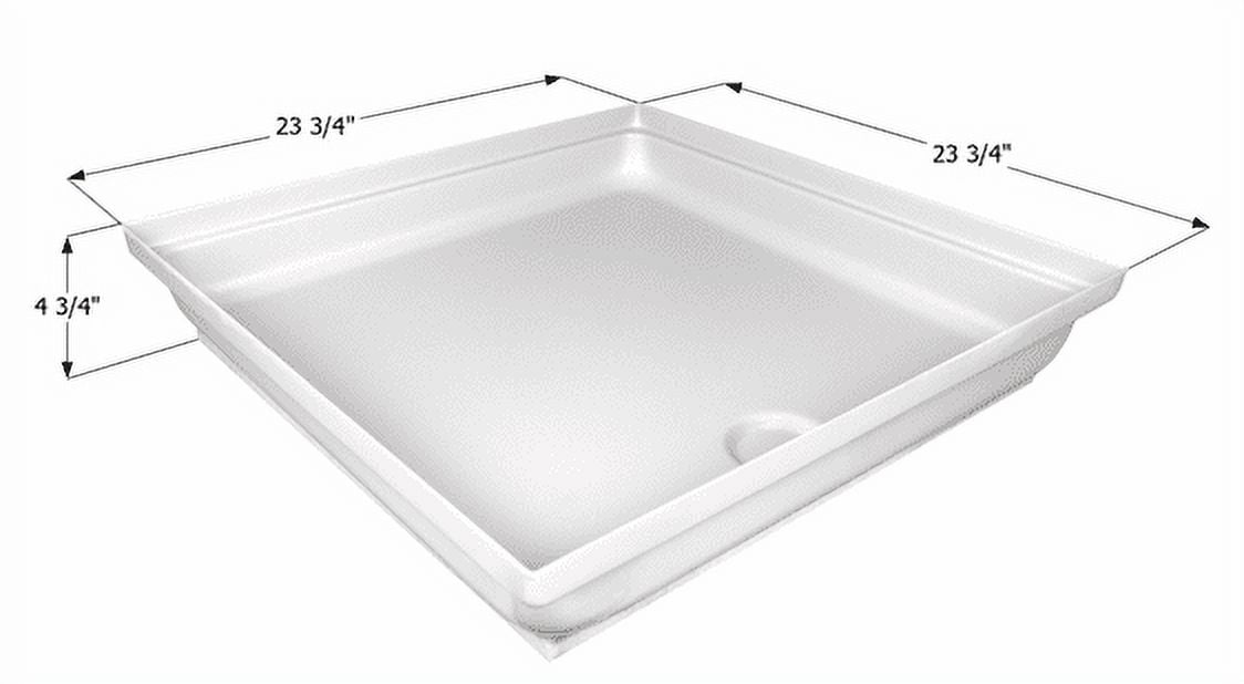 Icon 15235 Rectangular Shower Pan, 24x24 Inch, Polar White, ABS Plastic ...