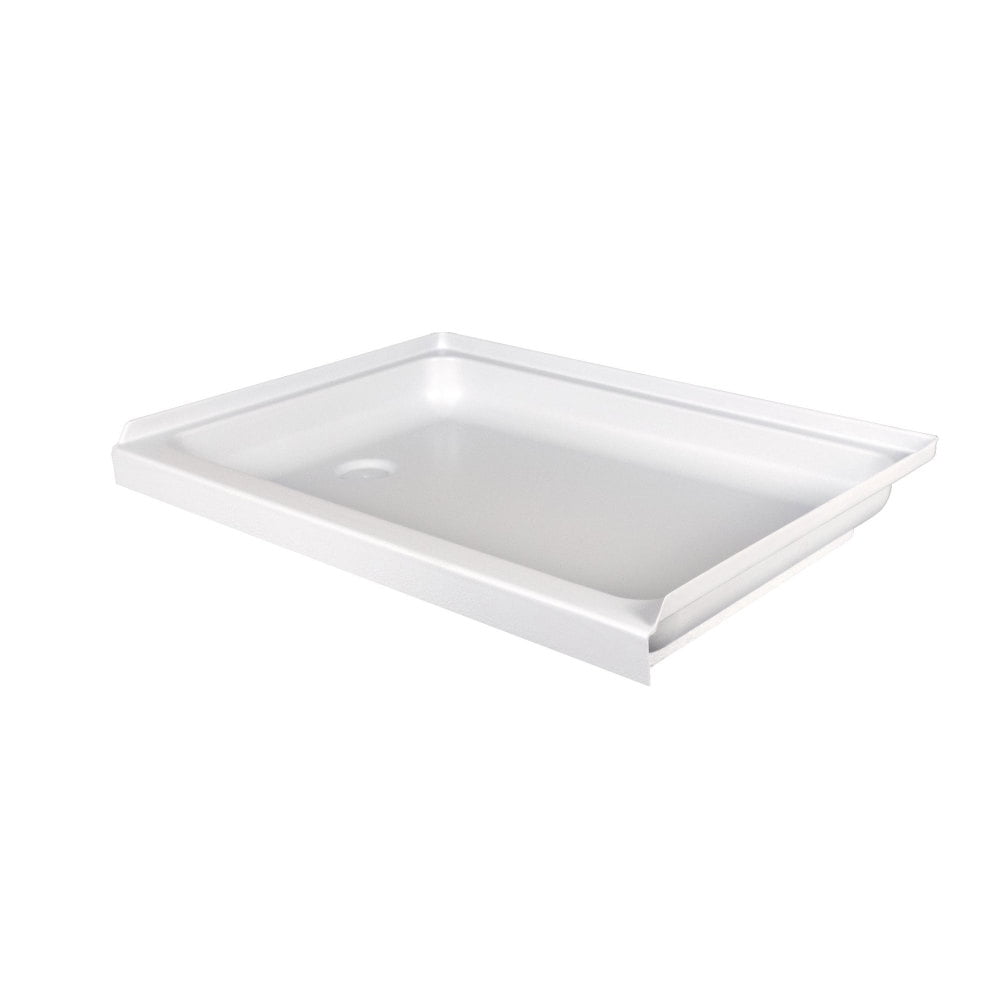 White Acrylic Rectangular Shower Pan with Left Hand Drain