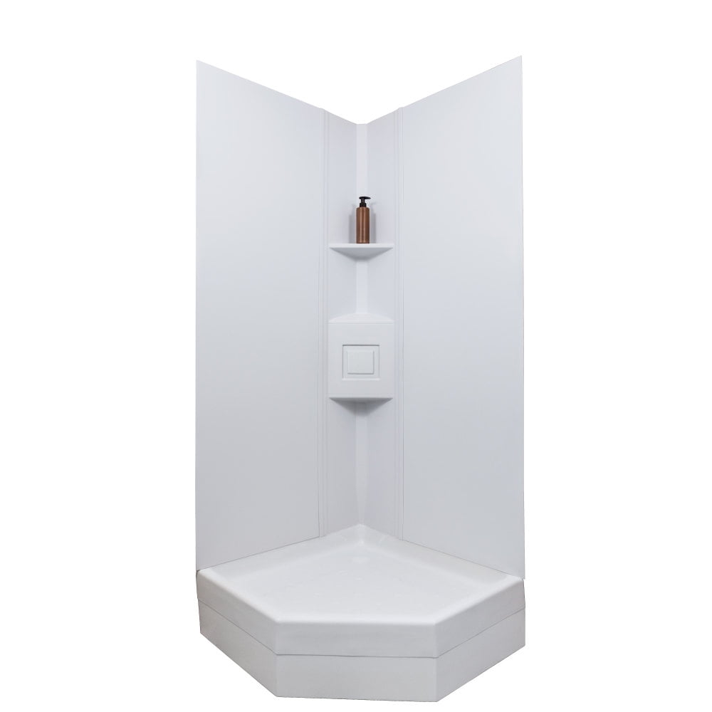 White Neo-Angle Modular Shower Surround Kit