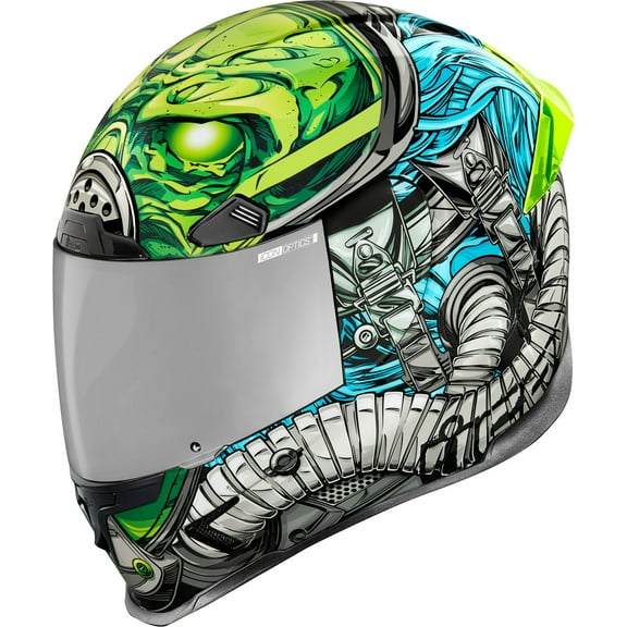 Icon Airframe Pro Outbreak Motorcycle Helmet Blue/Green SM