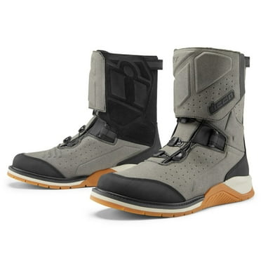 Icon Alcan CE Mens Waterproof Motorcycle Boots Gray 12 USA