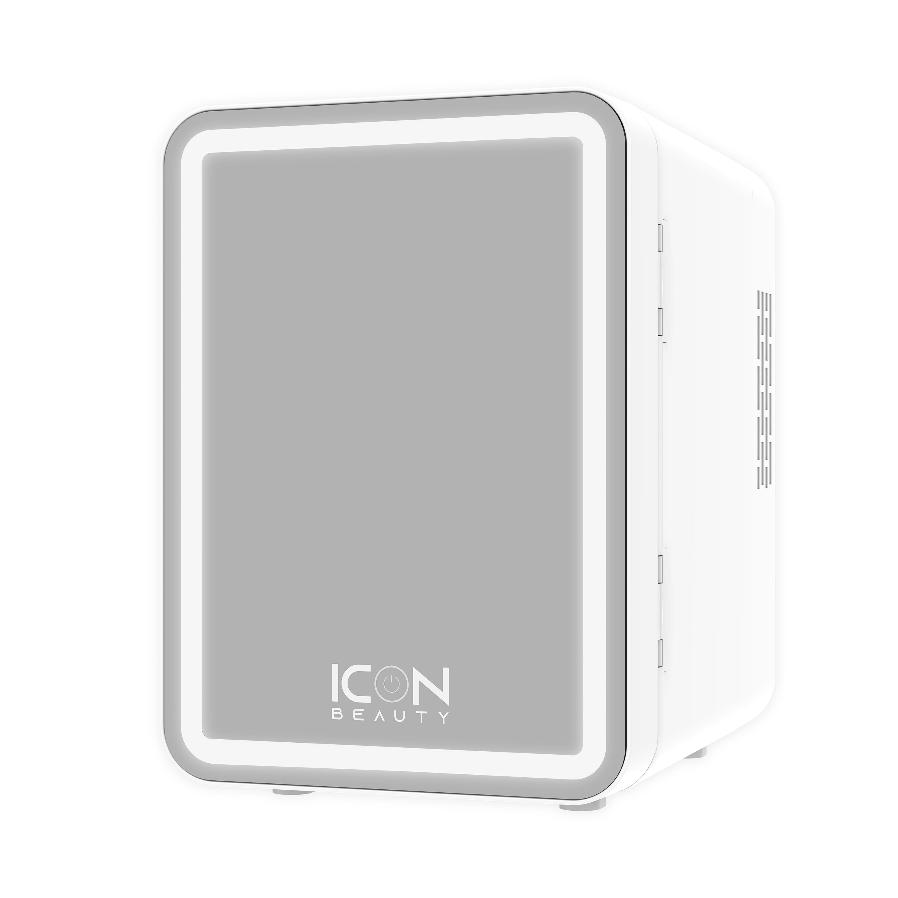 Icon Beauty LED Mirror Door 6.75in. Mini Cooler, 4-Liter Compact Mini Fridge with Touch-Control LED Light and Standard Door, New