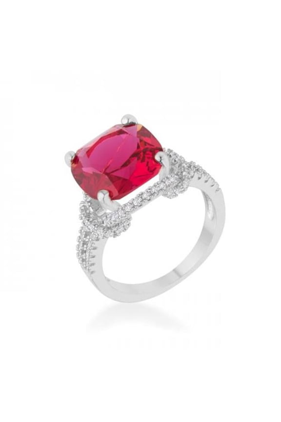 Charlene 6.2 Carat Ruby Cz Rhodium Classic Statement Ring - Size 5