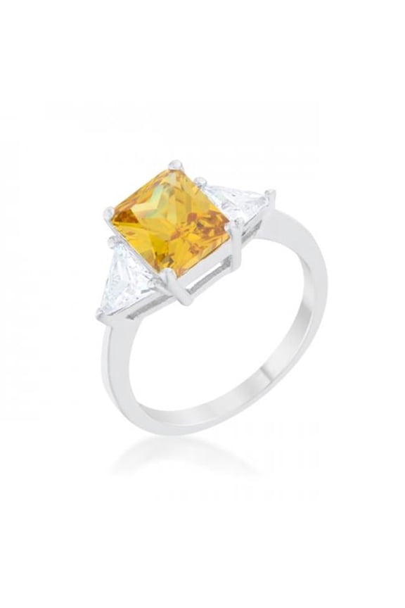 Classic Canary Rhodium Engagement Ring - Yellow - Size 10