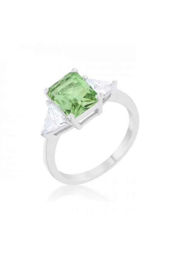Classic Rhodium Engagement Ring - Peridot - Size 5