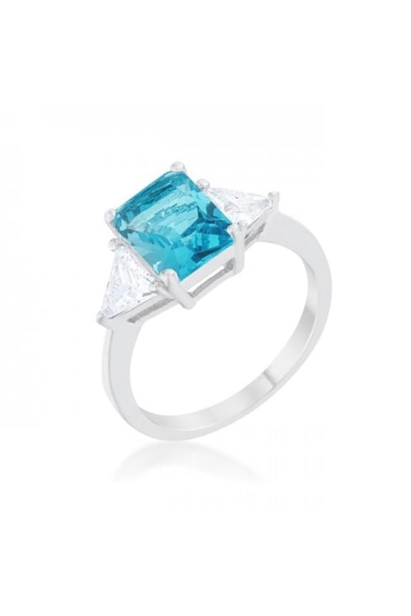 Classic Topa Rhodium Engagement Ring - Blue - Size 5